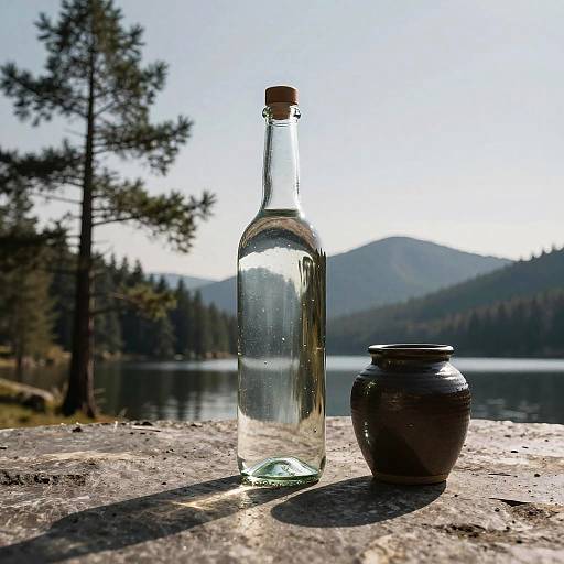 Bottle and Jar by Mountain Lake