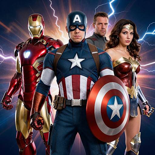 Captain America with Iron Man and Wonder Woman