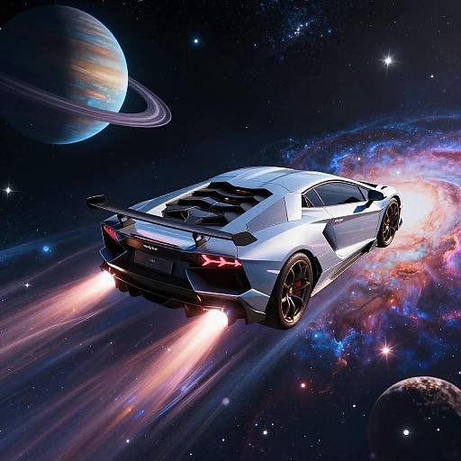 Futuristic Lamborghini Soaring in Space