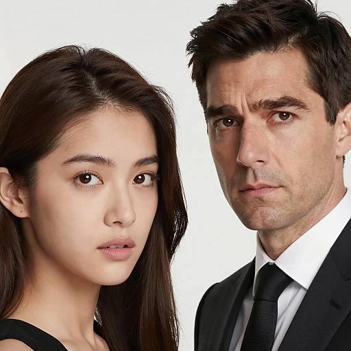 Serious Man and Woman in Formal Attire