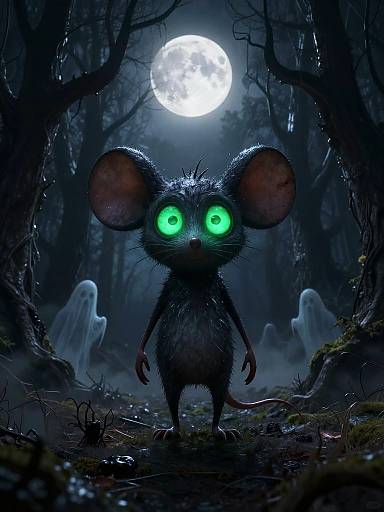 Spooky Stylized Mouse in Gothic Forest