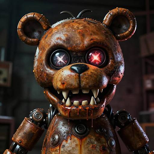 Terrifying Animatronic Bear Horror Art