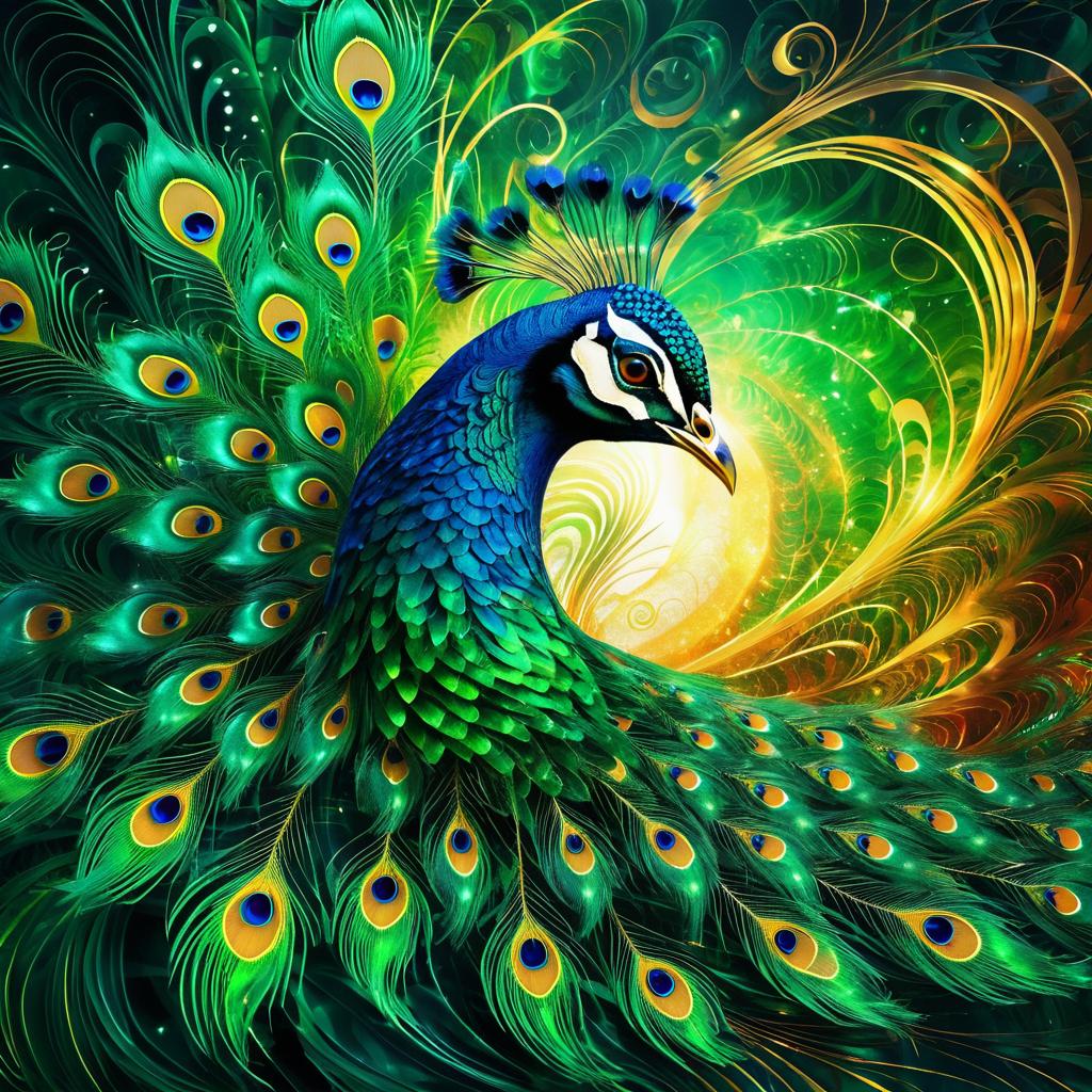 Majestic Peacock Amidst Ethereal Energy