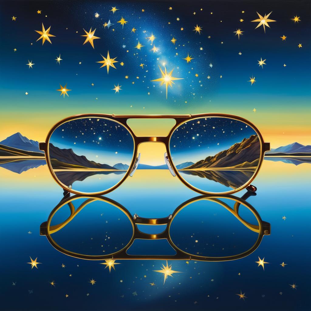 Surreal Starry Glasses Reflecting Cosmos