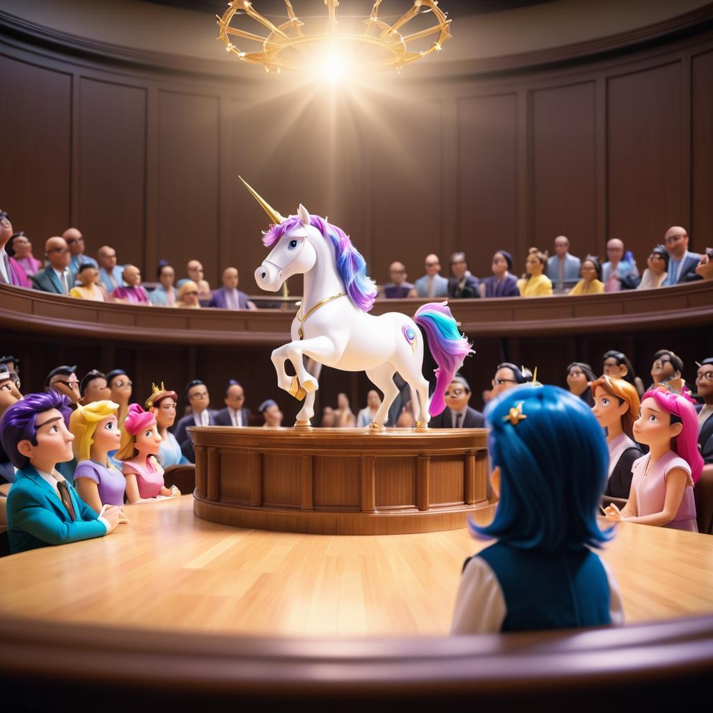 Whimsical Unicorn Witness in Courtroom