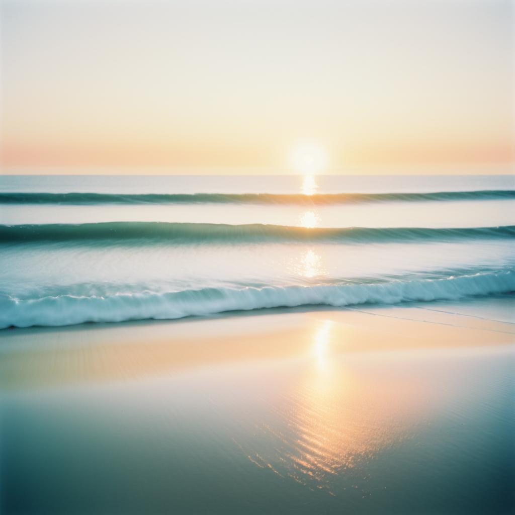 Vintage Beach Sunrise with Hasselblad Style