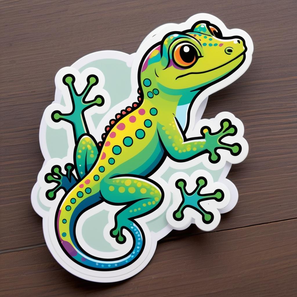 Charming Colorful Gecko Sticker Design