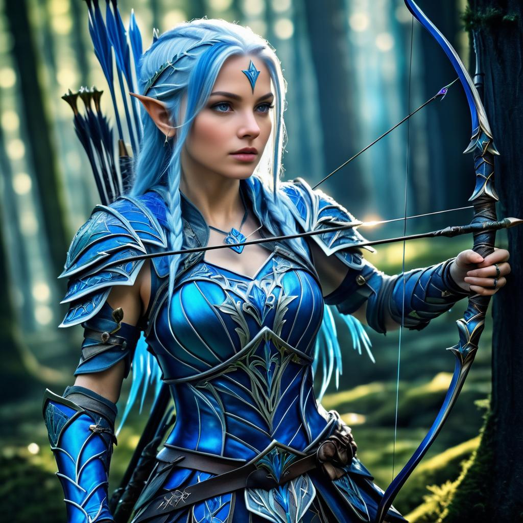 Hyper-Realistic Elven Archer in Enchanted Forest