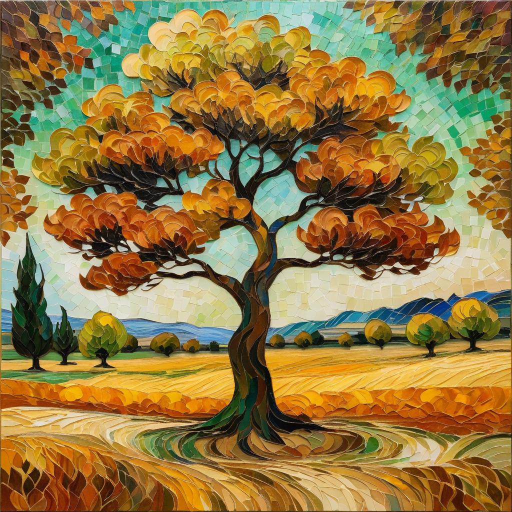 Vibrant Tree with Van Gogh Artwork