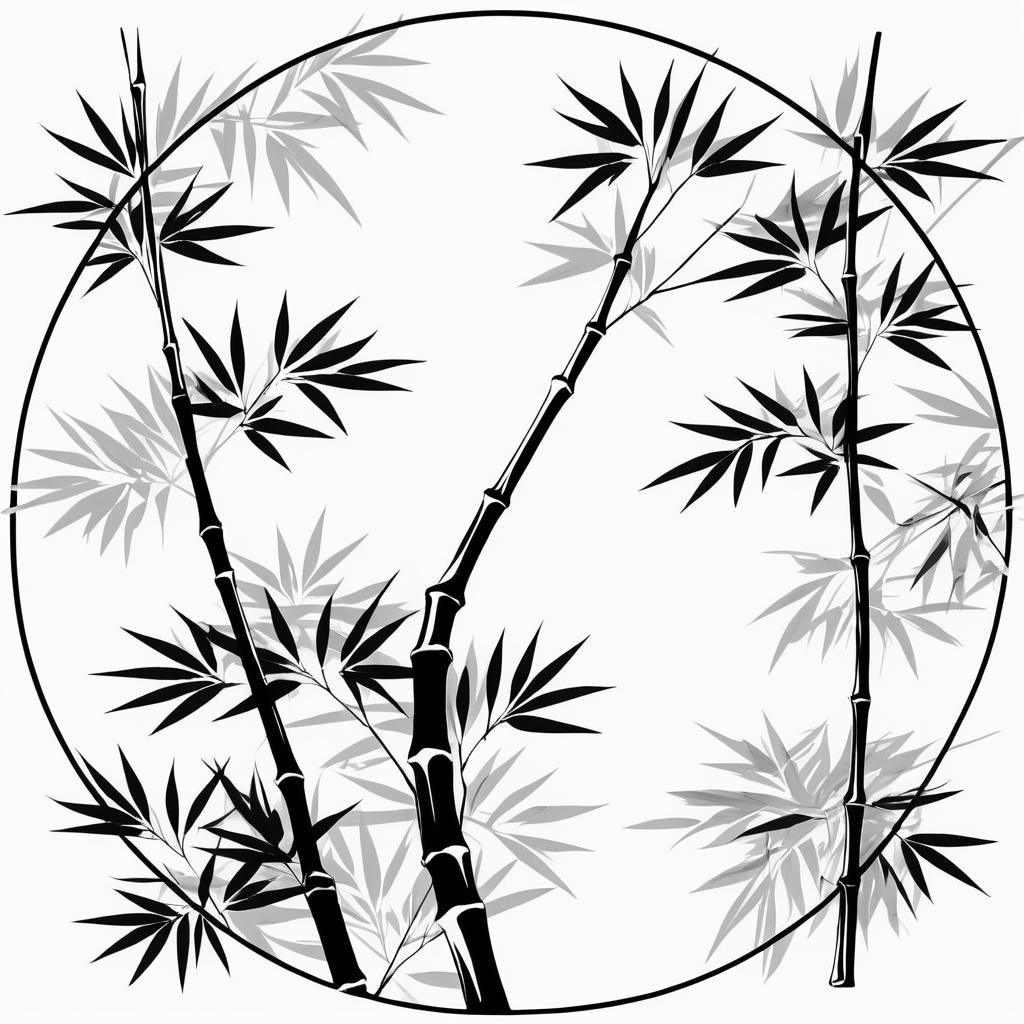 Black and White Bamboo Line Art Design