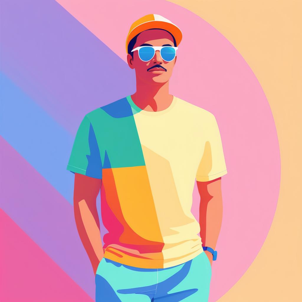 Vibrant Minimalist Man in Summer Attire