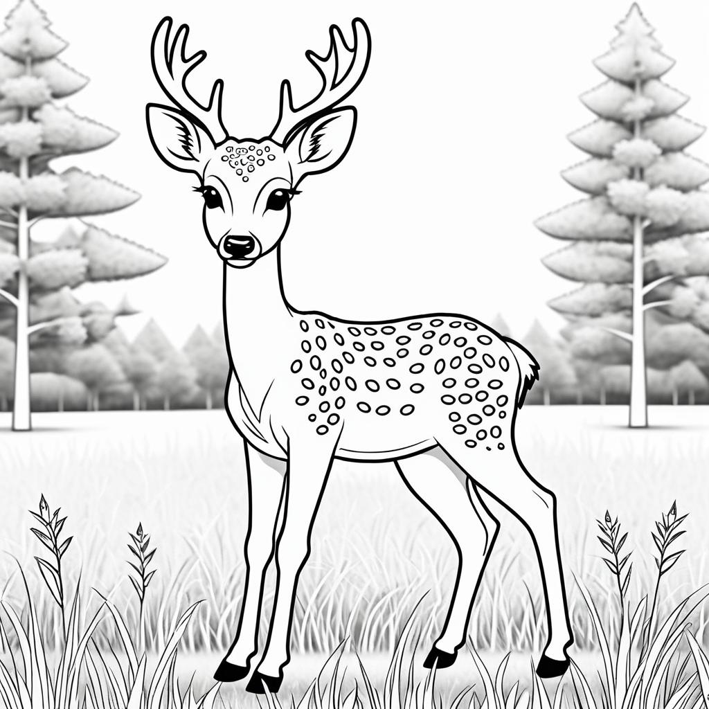 Cute Axis Deer Coloring Page for Kids