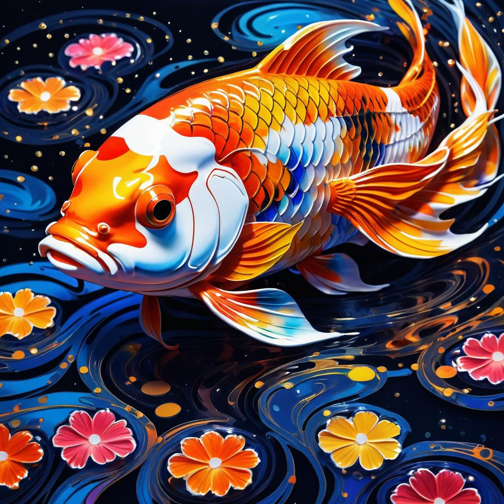 Vibrant Koi Fish Inspired by Klimt