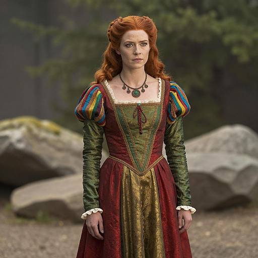 Red-Haired Woman in Medieval Fantasy Costume