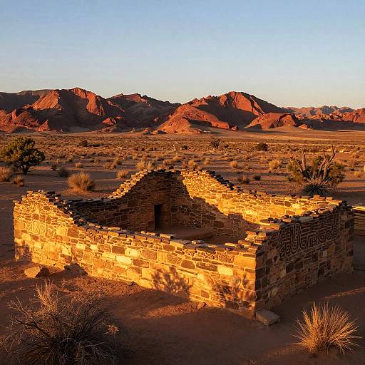 Chaco Ruins at Desert Sunset