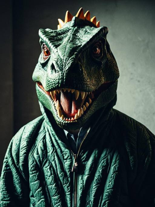 Cinematic Portrait of Man in Dinosaur Costume
