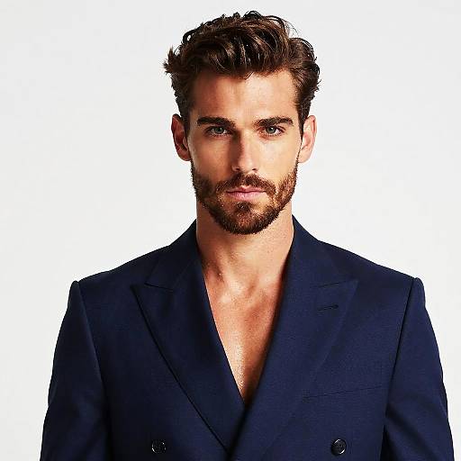 Male Model with Goatee and Navy Suit