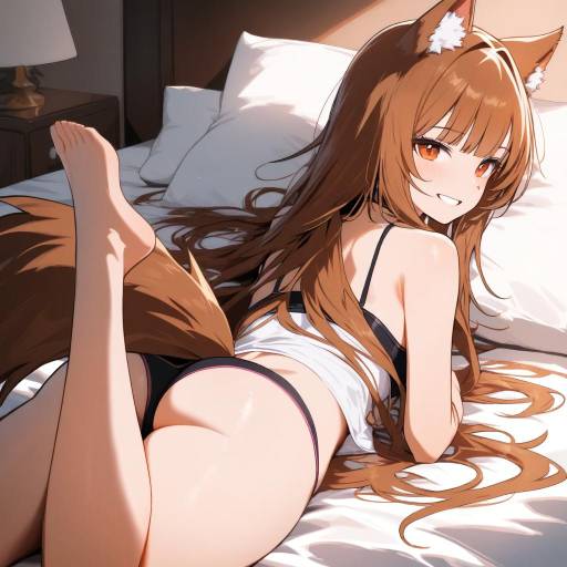 Cute Wolf Girl Relaxing Indoors