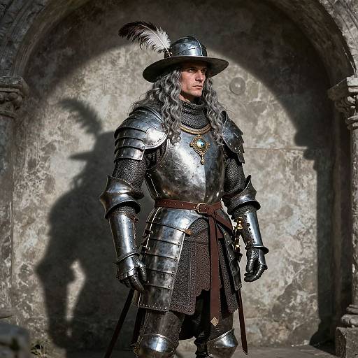 Epic Medieval Knight with Feathered Hat