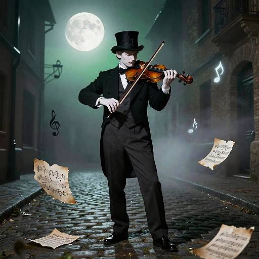 Spectral Violinist in Moonlit Alley