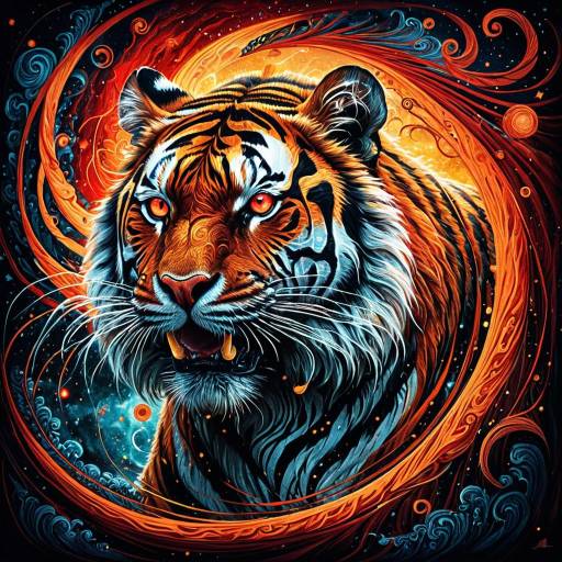Surreal Majestic Tiger with Ethereal Swirls