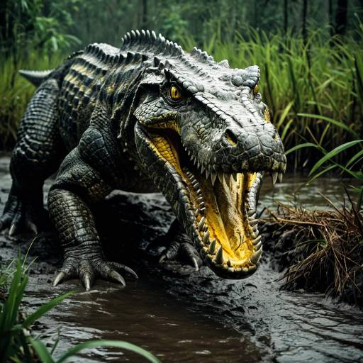 Hyper-Realistic Sarcosuchus in Swamp Hyper-Realistic Sarcosuchus in Swamp