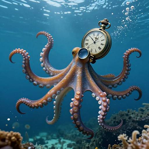 Clockwork Octopus Conducting Time Symphony