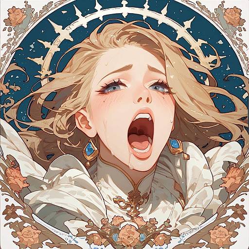 Emotional Cry in Art Nouveau Style