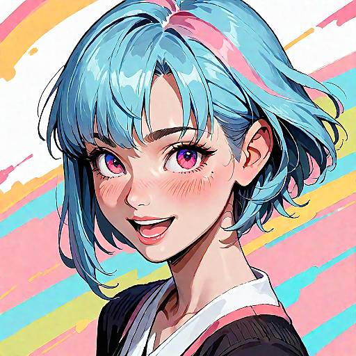 Charming Anime Girl in Love Expression