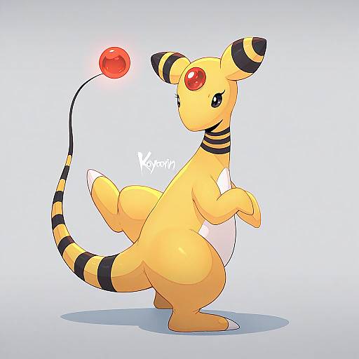 Illustration of Ampharos, pokemon in the style of Koyorin