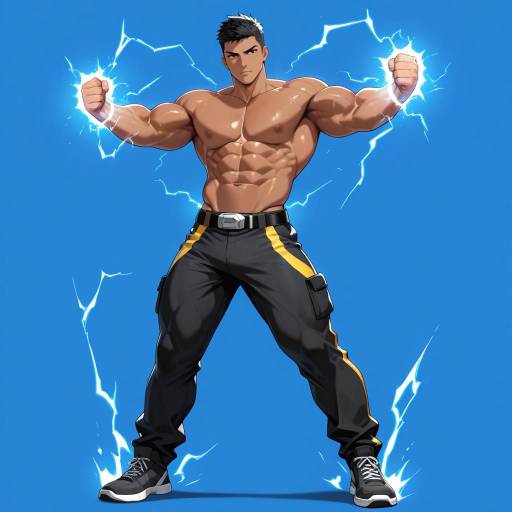Confident Muscular Male with Electrokinesis Confident Muscular Male with Electrokinesis