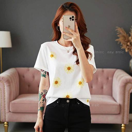 Stylish Selfie with Floral Tattoo