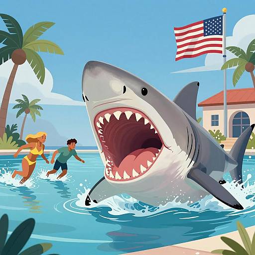 Shark Attack in Tropical Paradise