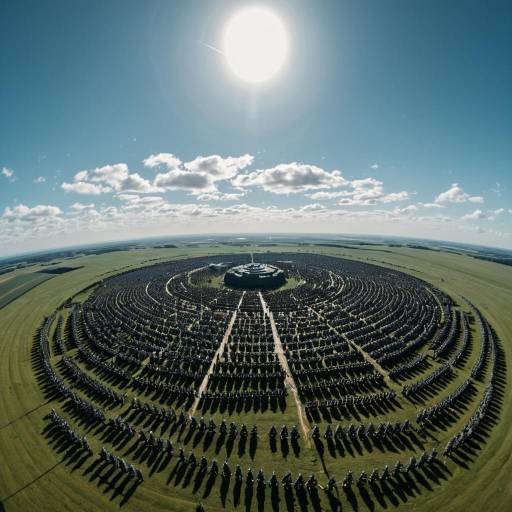 Fish-eye View of Armies in Circular Formation on Plains