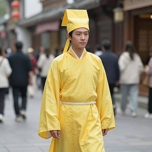 Asian Man in Yellow Day Costume
