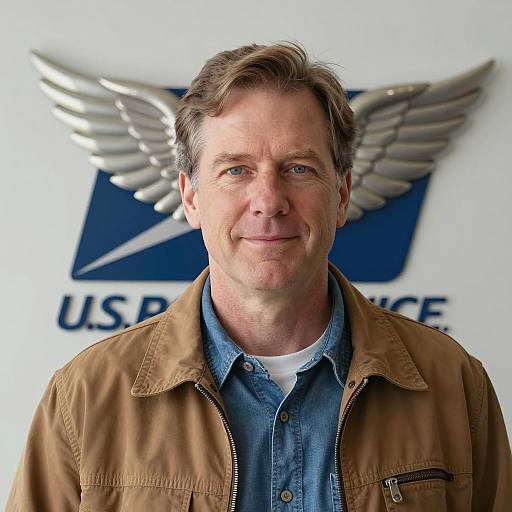 Smiling Man with Wings and USPS Theme