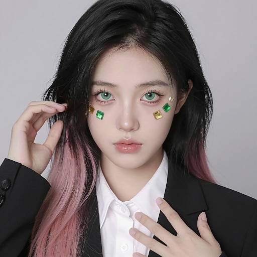 Young Woman with Decorative Face Makeup