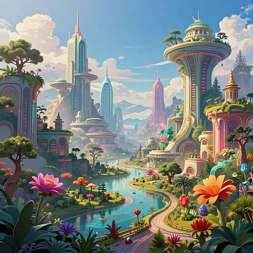Vibrant Surreal Futuristic Landscapes