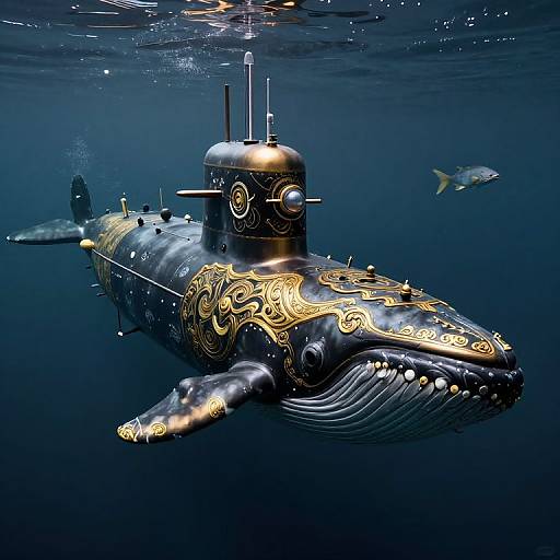 Ornate Black and Gold Submarine