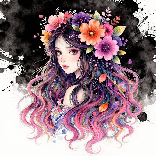 Enchanted Floral Witch Illustration