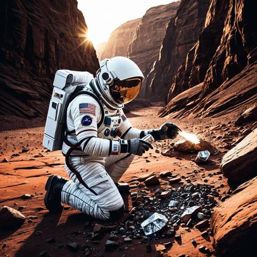 Martian Geologist in a Shimmering Canyon