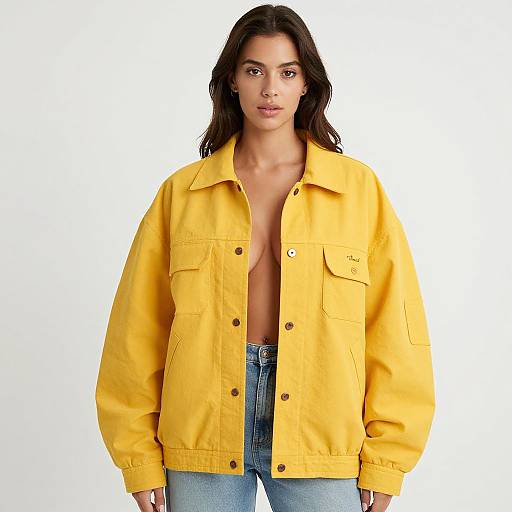 Casual Streetwear Woman in Yellow Jacket