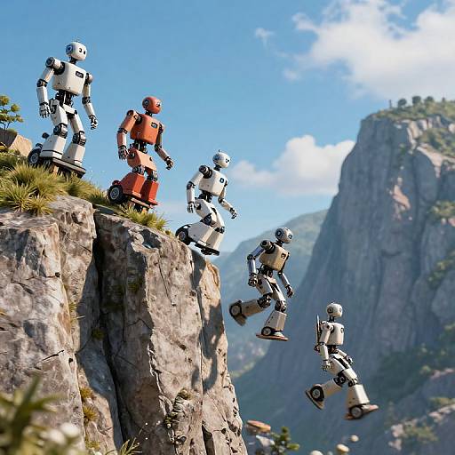 Blurred Outdated Robots Falling