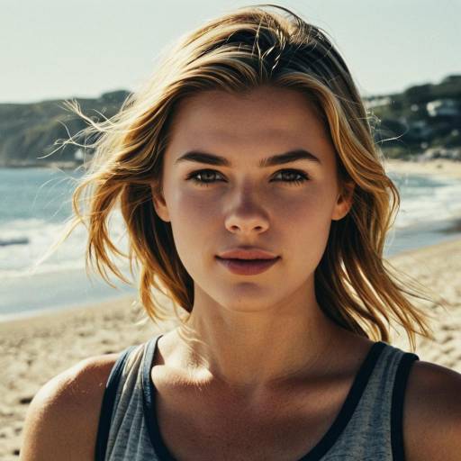 Young Woman Standing on Beach in Natural Light