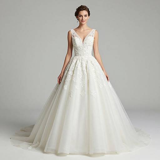 Luxury Tulle V-neck Ball Gown