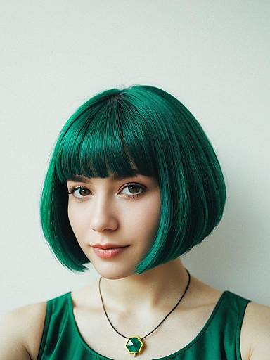 Emerald Green Bob Hairstyle Portrait