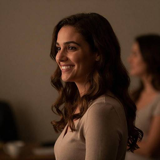 Warm Intimate Portrait: Smiling Woman