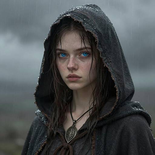 Mysterious Woman in Dark Cloak