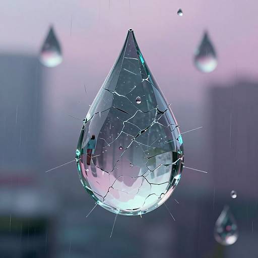 Surreal Cyberpunk Shattered Raindrop