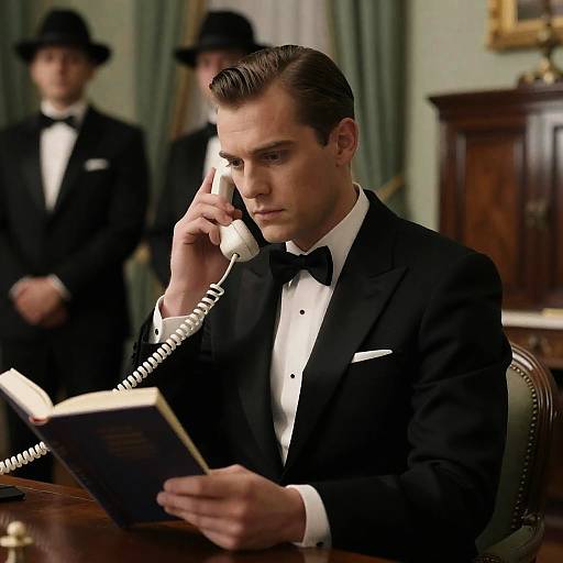 Elegant Man in Tuxedo with Props